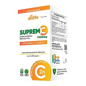Suprem C 1000 Vitamina C e Zinco Unilife 30 Cápsulas
