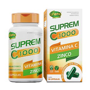 Suprem C 1000 Vitamina C e Zinco Unilife 30 Cápsulas
