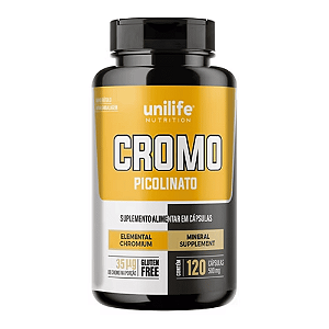 Picolinato de Cromo 500Mg Unilife 120 Cápsulas