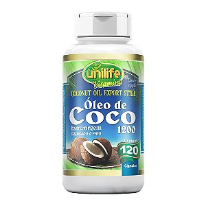 Óleo de Coco Extravirgem 1200mg Unilife 120 Cápsulas Unidade