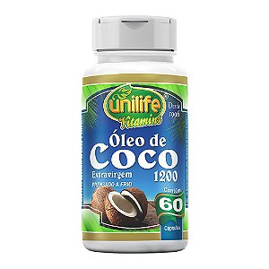 Óleo de Coco Extravirgem 1200 Mg Unilife 60 Cápsulas