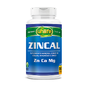 Zincal - Cálcio, Magnésio e Zinco 950 mg Unilife 60 Cápsulas