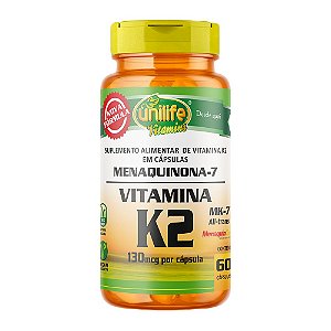 Vitamina K2 130 mcg/cápsula Menaquinona-7 Unilife 60 Cápsulas