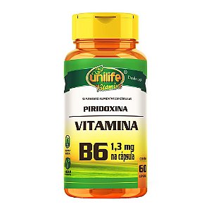 Vitamina B6 - Piridoxina 500 mg Unilife 60 Cápsulas