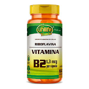 Vitamina B2 - Riboflavina 500 Mg Unilife 60 Cápsulas