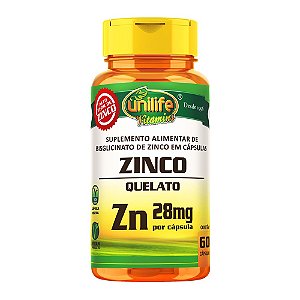 Zinco Quelato 600 mg Unilife 60 Cápsulas