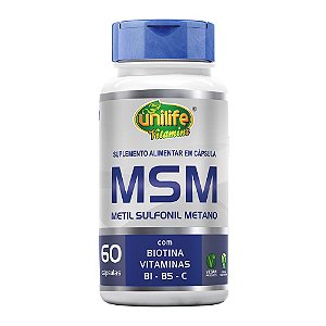 Msm - Metil Sulfonil Metano Com Vitaminas 600 Mg Unilife 60 Cápsulas