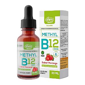 Vitamina B12 Methyl Sabor Morango Gotas Unilife 30ml
