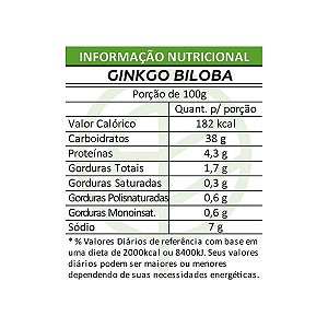 Ginkgo Biloba em Folhas Pacote 100g
