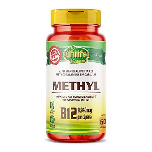 Vitamina B12 Methyl Unilife 60 Cápsulas Pacote 1Kg