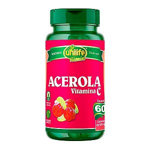 Acerola com Vitamina C 500mg Unilife 60 Cápsulas Pacote 1Kg