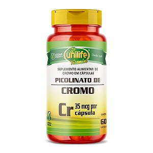 Picolinato de Cromo 500mg Unilife 60 Cápsulas Pacote 1Kg