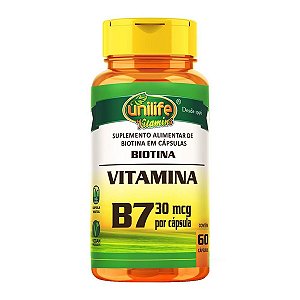Vitamina B7 Biotina Unilife 60 Cápsulas Pacote 1Kg