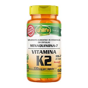 Vitamina K2 Menaquinona-7 Unilife 60 Cápsulas Pacote 1Kg