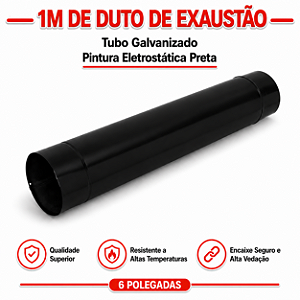 Tubo Galvanizado 6" com Pintura Eletrostática Preta ArtMill