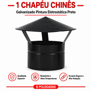 Chapéu 6" com Pintura Eletrostática Preta ArtMill
