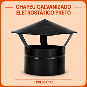 Chapéu 6" com Pintura Eletrostática Preta ArtMill