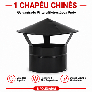 Chapéu 8" com Pintura Eletrostática Preta – ArtMill