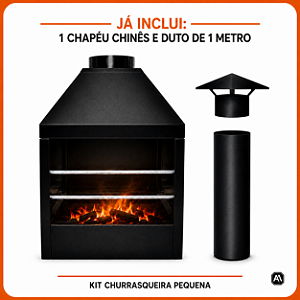 Kit Churrasqueira Parede Pequena com Duto de Exaustão e Chapéu Chinês – ArtMill