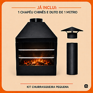 Kit Churrasqueira Parede Pequena com Duto de Exaustão e Chapéu Chinês – ArtMill