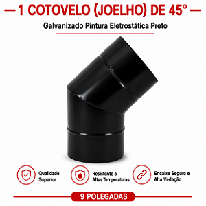 Cotovelo Galvanizado 9 Eletrostatica Preto 45º