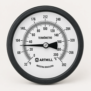 Termômetro Analógico 4" 0-200 °C Haste 100 – ArtMill (MAIOR)