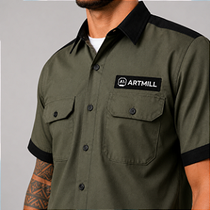 WorkShirt - Camisa ArtMill Manga Curta Verde – Pitmaster