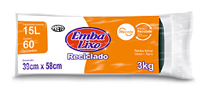 Saco Para Lixo 15 Litros Rolo Com 60 Unidades Embalixo