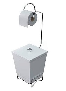 Suporte para Papel Higiênico com Lixeira Branco 59Cm