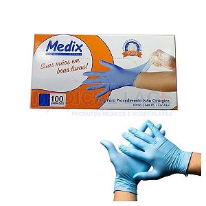 Luva Nitril M Medix Sem Pó Azul C/100