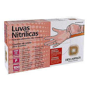 Luva nitrílica sem pó rosa - Descarpack