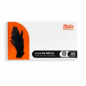 Luva nitrílica sem pó preta - Medix