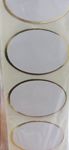 Etiqueta Adesiva Branca Grande Borda lisa dourado (4 x 2,8cm) c/ 100 unids