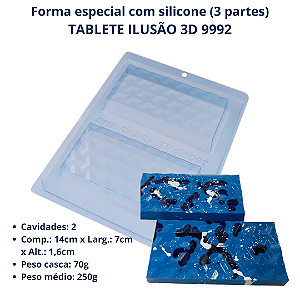 BWB Forma para chocolate Tablete Ilusão 3D 70g (3 Partes "01 silicone") cod 9992