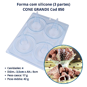BWB Forma para Cone Grande (3Partes "01 de silicone")  cod 850