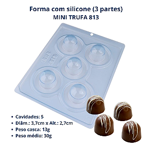 BWB Forma para chocolate Mini Trufa 30g (3 Partes "01 silicone") Peq cod 813