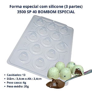 BWB Forma para Chocolate Bombom Especial(3 Partes "silicone" Grande) Cod 3500 SP 40