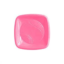 Prato Quadrado 15cm Rosa descartável c/ 10 unids - Trik Trik (Biodegradável)