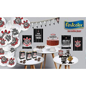 Kit Corinthians Decorativo Só um Bolinho c/ 7 produtos(89 peças no total) Festcolor