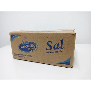 Sal Refinado Lanchero c/ 1000 sachês de 1g cada