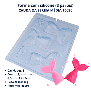 BWB 10020 - Forma p/ choc Cauda da Sereia Media (3 Partes "01 silicone")