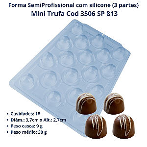 BWB Forma para Chocolate Mini Trufa(3 Partes Grande"01 Silicone" 18 cav)  cod 3506 SP 813