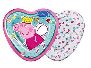 Prato Coração Peppa Pig Princesa 18cm c/ 08 unids - Regina