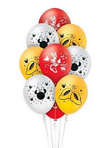 Balão Látex Minnie Mouse Redondo 9 Pol c/ 25un - Regina