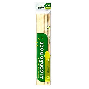 Espeto de Bambu para Algodão Doce 40 cm c/ 100 unids - Natural Produtos