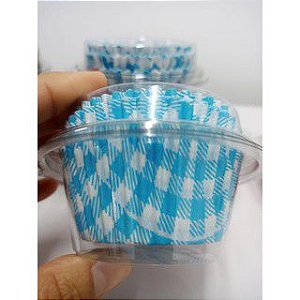 Forminha para Cupcake Xadrez Azul Claro c/ 45 unids - Flip