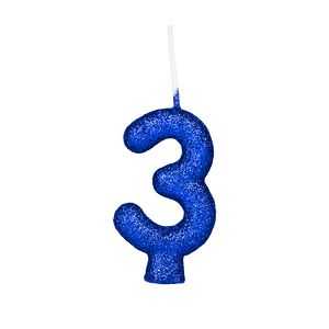 Vela de Aniversário Azul Glitter N° 3 - Regina
