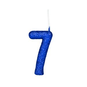 Vela de Aniversário Azul Glitter N° 7 - Regina