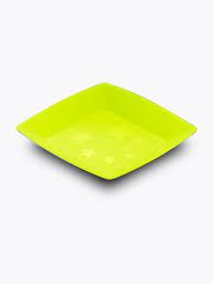 Prato Quadrado Grande Amarelo Neon Square c/ 10 unids - Plastilânia