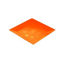 Prato Quadrado Pequeno Laranja Neon Square c/ 10 unids - Plastilânia